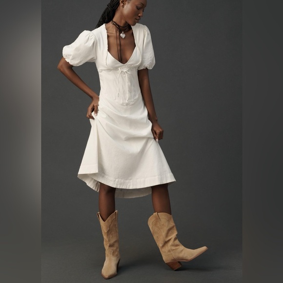 Anthropologie Dresses & Skirts - NWT. Anthropologie Linen Corset Midi Dress. NEW